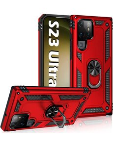 Ntech Samsung Galaxy S23 Ultra hoesje Hybrid Armor Anti-Shock hoesje Rood