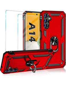 Ntech Samsung A14 Hoesje Anti-Shock Hybrid Armor hoesje Rood