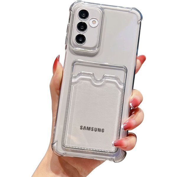 Ntech Hoesje Geschikt Voor Samsung Galaxy A54 hoesje met pasjeshouder transparant Shock proof case met Kaarthouder