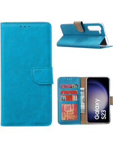 Ntech Samsung Galaxy S23 Hoesje met Pasjeshouder Blauw