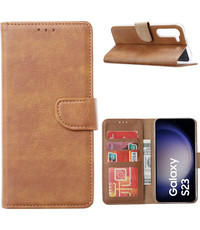 Ntech Samsung Galaxy S23 Hoesje met Pasjeshouder Bruin