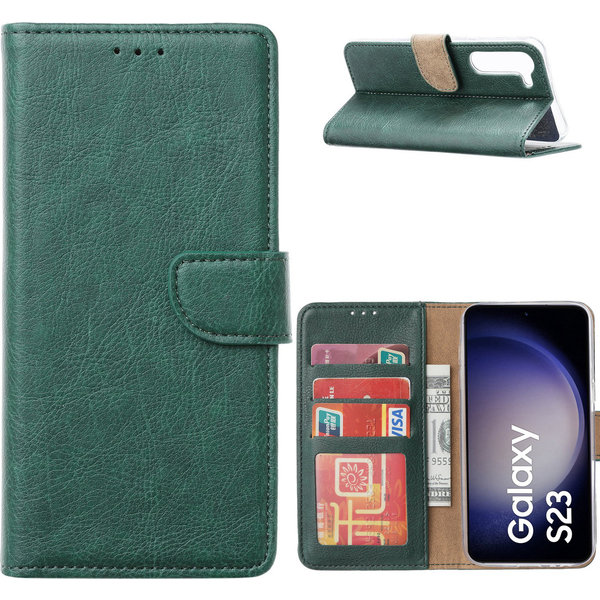 Ntech Hoesje Geschikt Voor Samsung Galaxy S23 Hoesje met Pasjeshouder – Bookcase – Groen