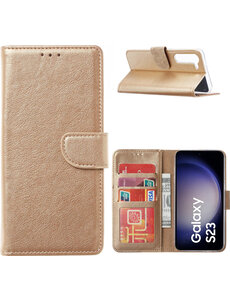 Ntech Samsung Galaxy S23 Plus Hoesje met Pasjeshouder Goud
