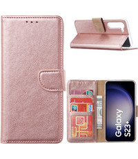 Ntech Samsung Galaxy S23 Plus Hoesje met Pasjeshouder Rose Goud