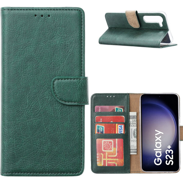 Ntech Hoesje Geschikt Voor Samsung Galaxy S23 Plus Hoesje met Pasjeshouder – Bookcase – Groen