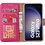 Ntech Hoesje Geschikt Voor Samsung Galaxy S23 Ultra Hoesje met Pasjeshouder – Bookcase – Roze