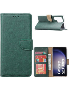 Ntech Samsung Galaxy S23 Ultra Hoesje met Pasjeshouder Groen