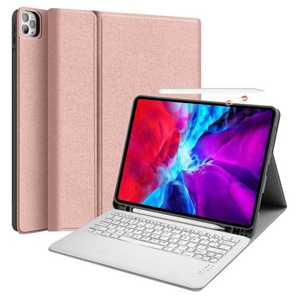 Ntech Hoes geschikt voor iPad Air 2022 / Hoes geschikt voor iPad Air 2020 Keyboard hoes Rosegoud (Air 4 / 5) - Hoes geschikt voor iPad 10.9 inch Hoes Met Penhouder - Hoes geschikt voor iPad 10.9 inch hoes - Smart Book Case - Hoes geschikt voor iPad keyboard cas