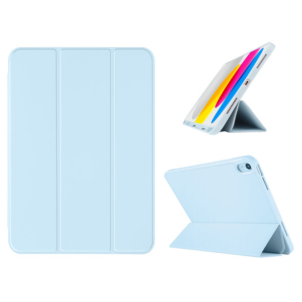 Ntech Hoes geschikt voor iPad 2022 10e Generatie (10.9 inch) met pencil houder - Smart bookcase - Licht Blauw
