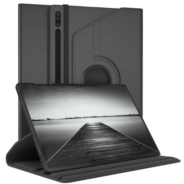 Ntech Hoesje Geschikt Voor Samsung Galaxy Tab S8 Ultra hoes Draaibare Book Case Cover Zwart - Hoesje Geschikt Voor Samsung Galaxy Tab S8 Ultra hoesje 14.6 2022