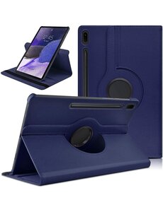 Ntech Samsung Tab S8 Ultra hoes Draaibare Book Case Cover Donker Blauw