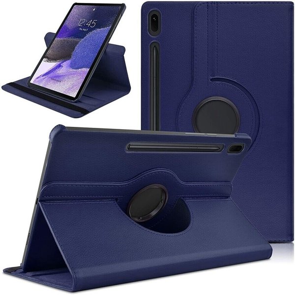 Ntech Hoesje Geschikt Voor Samsung Galaxy Tab S8 Ultra hoes Draaibare Book Case Cover Donker Blauw - Hoesje Geschikt Voor Samsung Galaxy Tab S8 Ultra hoesje 14.6 2022