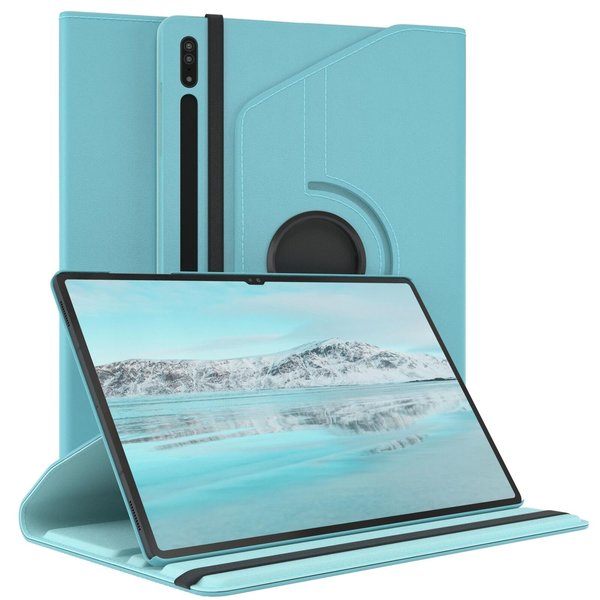 Ntech Hoesje Geschikt Voor Samsung Galaxy Tab S8 Ultra hoes Draaibare Book Case Cover Licht Blauw - Hoesje Geschikt Voor Samsung Galaxy Tab S8 Ultra hoesje 14.6 2022