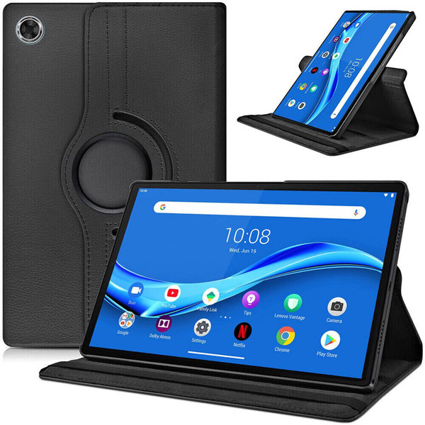 Ntech Geschikt voor Lenovo M10 Plus 10.3 TB - X608 hoes Draaibare Book Multi stand Case Cover Zwart