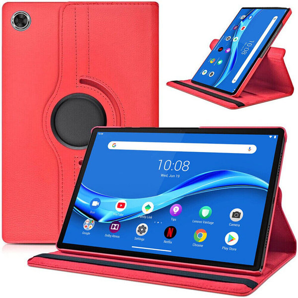 Ntech Geschikt voor Lenovo M10 Plus 10.3 TB - X608 hoes Draaibare Book Multi stand Case Cover Rood