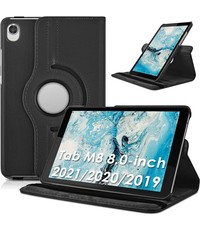 Ntech Lenovo Tab M8 3rd Gen 2022 hoes Draaibare Book Multi stand Zwart