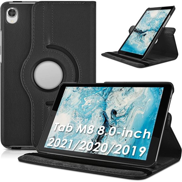 Ntech Hoes Geschikt voor Lenovo Tab M8 3rd Gen 2022 hoes Draaibare Book Multi stand Zwart - Hoes Geschikt voor Lenovo Tab M8 HD LTE 2021Case Cover