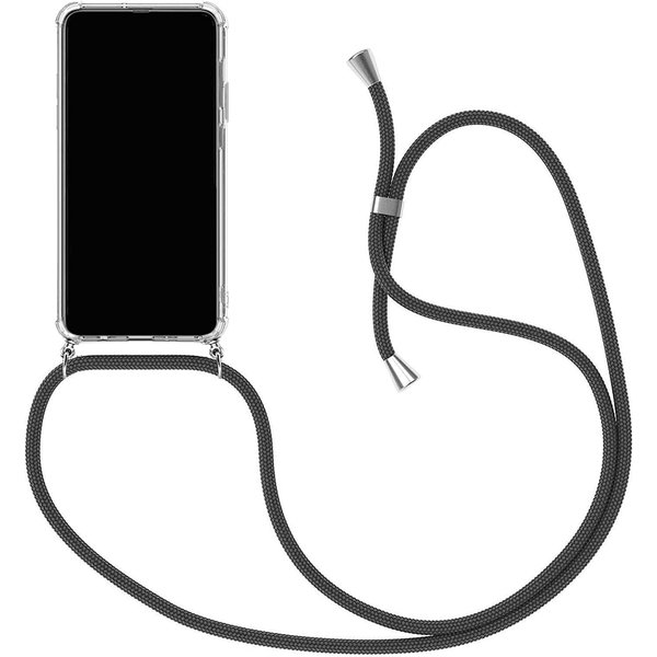 Ntech Hoesje Geschikt voor Oppo A57 4G Hoesje transparant silicone met Koord - Hoesje Geschikt voor Oppo A57 4G hoesje met koord Zwart