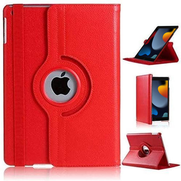Ntech Hoes geschikt voor iPad 2021 / 2020 / 2019 (9e/8e/7e Generatie / 10.2 inch) - 360° draaibare Bookcase - Rood