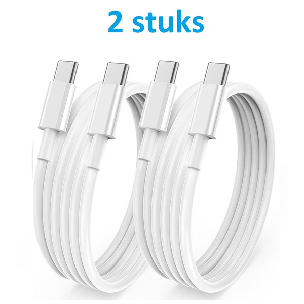 Ntech usb a naar usb c kabel - usb c kabel - Oplaadkabel Geschikt voor Samsung 1meter - 2 stuks Wit
