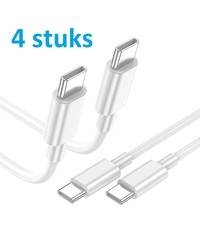 Ntech usb a naar usb c kabel - usb c kabel - Oplaadkabel Samsung 1meter - 4 stuks Wit