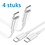 Ntech usb a naar usb c kabel - usb c kabel - Oplaadkabel Geschikt voor Samsung 1meter - 4 stuks Wit