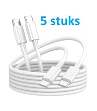 Ntech usb a naar usb c kabel - usb c kabel - Oplaadkabel Samsung 1meter - 5 stuks Wit