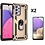 Ntech Hoesje Geschikt Voor Samsung Galaxy A33 Hoesje Anti-Shock Hybrid Armor hoesje Goud - Hoesje Geschikt Voor Samsung Galaxy A33 5G kickstand Ring houder TPU backcover hoesje - met screenprotector Galaxy A33 5G - 2 pack