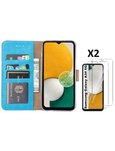 Ntech Samsung A34 5G hoesje bookcase Blauw