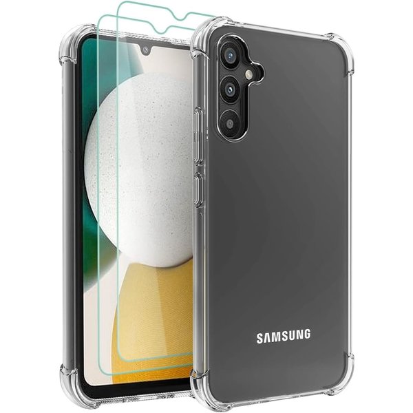 Ntech Hoesje Geschikt Voor Samsung Galaxy A34 5G Hoesje transparant Anti Shock silicone Hoesje Geschikt Voor Samsung Galaxy A34 Screenprotector Glazen 2 pack