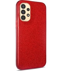 Ntech Samsung Galaxy A04 hoesje glitter colour case backcover Rood