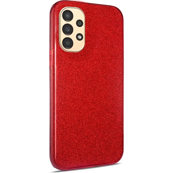 Ntech Hoesje Geschikt Voor Samsung Galaxy A04 hoesje glitter colour case backcover Rood
