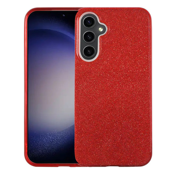 Ntech Hoesje Geschikt Voor Samsung Galaxy S23 plus hoesje Glitter TPU backcover – Rood