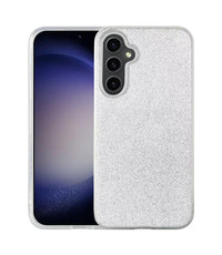Ntech Samsung Galaxy S23 plus Glitter hoesje – Zilver