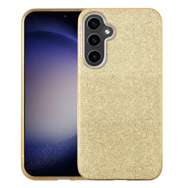 Ntech Hoesje Geschikt Voor Samsung Galaxy S23 hoesje Glitter TPU backcover – Goud