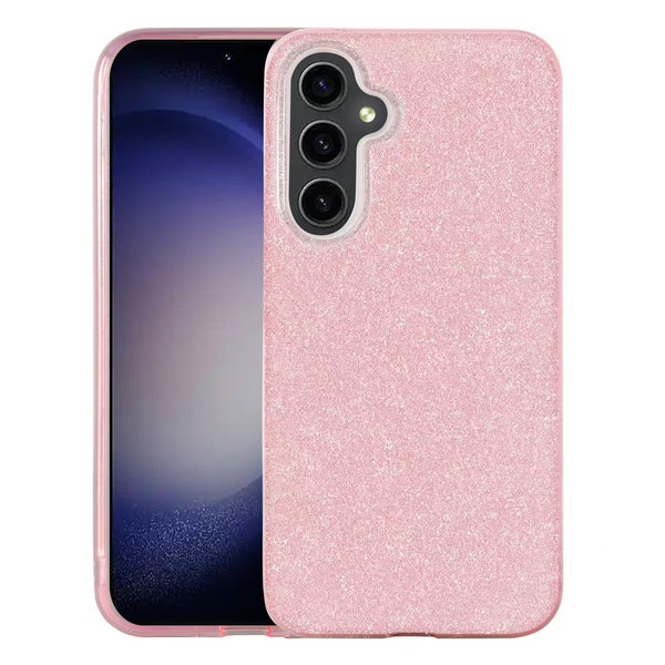 Ntech Hoesje Geschikt Voor Samsung Galaxy S23 hoesje Glitter TPU backcover – Rosegoud