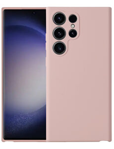 Ntech Samsung Galaxy S23 Ultra hoesje suede backcover – Licht Roze