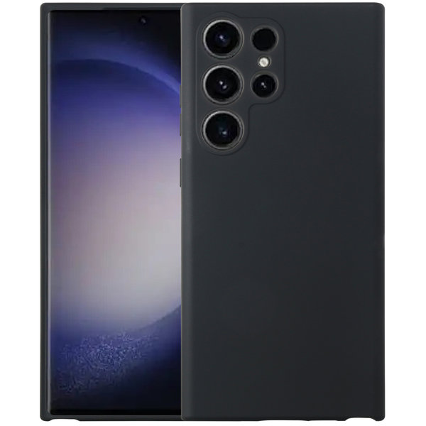 Ntech Hoesje Geschikt Voor Samsung Galaxy S23 Ultra hoesje siliconen suède backcover met microvezel laag – Zwart