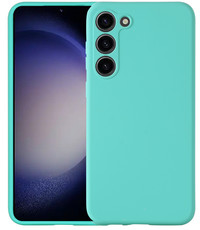 Ntech Samsung Galaxy S23 Plus hoesje siliconen suede backcover – Mint Groen