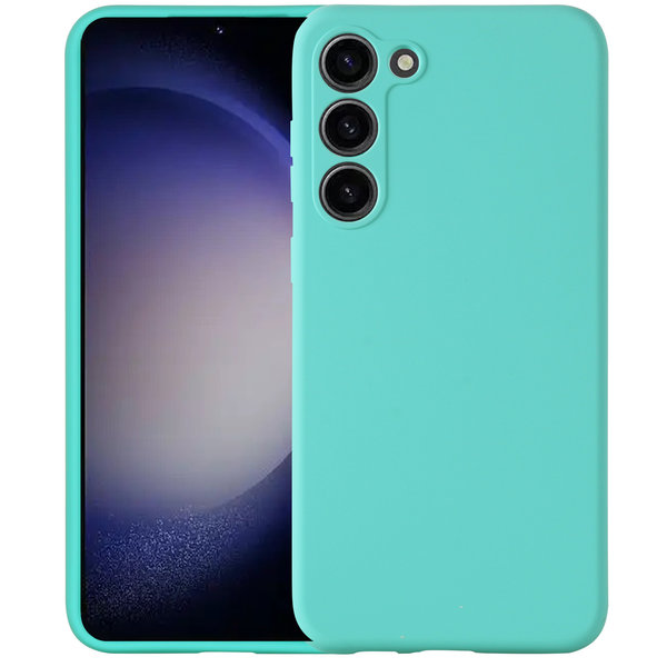 Ntech Hoesje Geschikt Voor Samsung Galaxy S23 Plus hoesje siliconen suède backcover met microvezel laag – Mint Groen