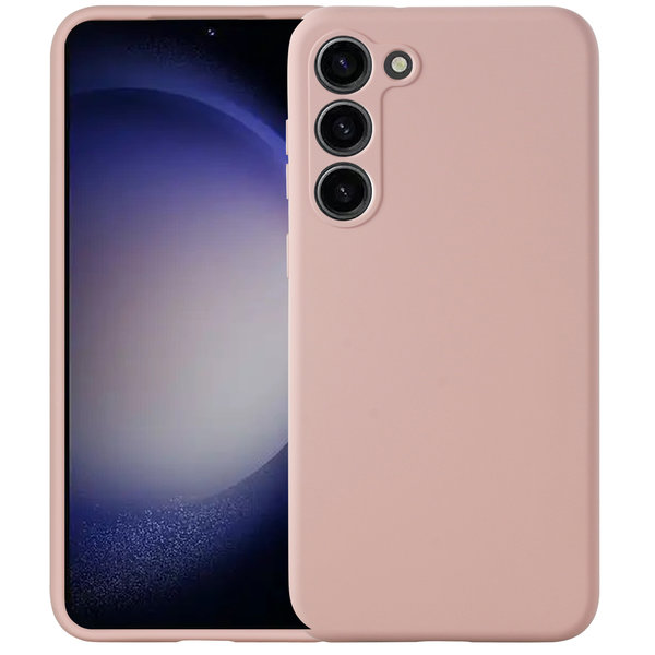 Ntech Hoesje Geschikt Voor Samsung Galaxy S23 Plus hoesje siliconen suède backcover met microvezel laag – Licht Roze