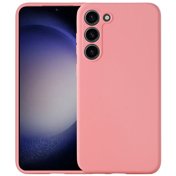 Ntech Hoesje Geschikt Voor Samsung Galaxy S23 Plus hoesje siliconen suède backcover met microvezel laag – Roze