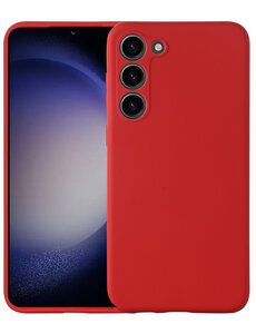 Ntech Samsung Galaxy S23 Plus hoesje siliconen suede backcover – Rood