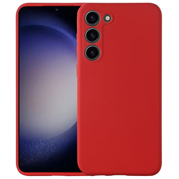 Ntech Hoesje Geschikt Voor Samsung Galaxy S23 Plus hoesje siliconen suède backcover met microvezel laag – Rood