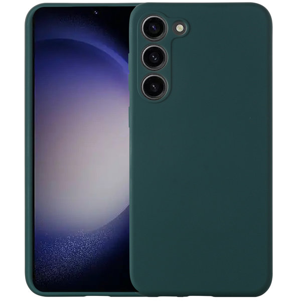 Ntech Geschikt voor Samsung Galaxy S23 hoesje siliconen suède backcover met microvezel laag – Groen