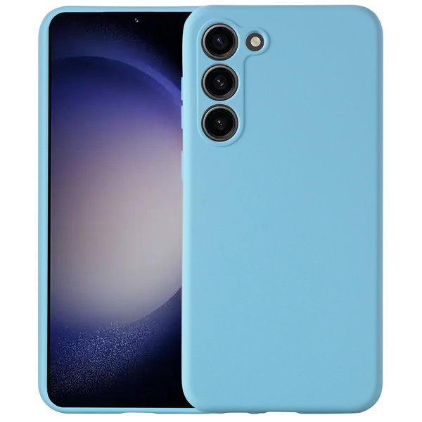 Ntech Hoesje Geschikt Voor Samsung Galaxy S23 hoesje siliconen suède backcover met microvezel laag – Blauw