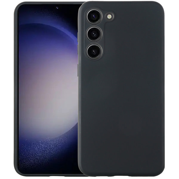 Ntech Hoesje Geschikt Voor Samsung Galaxy S23 hoesje siliconen suède backcover met microvezel laag – Zwart