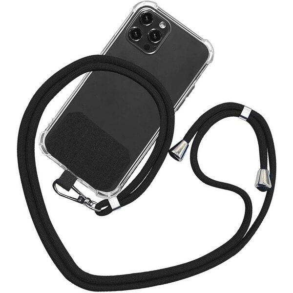 Ntech Universele Telefoonkoord Zwart - Verstelbare Telefoonketting - Koord voor samsung , Geschikt voor iPhone, Moto, LG, xiaomi, Telefoon