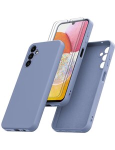 Ntech Samsung A14 Hoesje siliconen Licht Blauw zacht siliconen hoesje TPU backcover