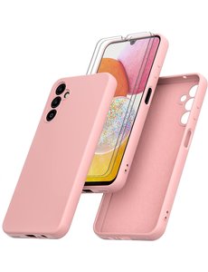 Ntech Samsung A14 Hoesje siliconen Licht Roze zacht siliconen hoesje TPU backcover